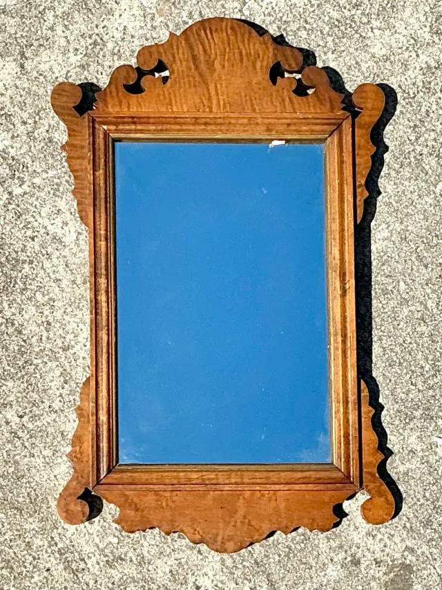 Vintage Chippendale Burl Wood Mirror — additional photo 1