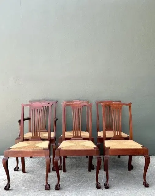 Vintage Chippendale Rush Seat Dining Chairs - Set of 6 — additional photo 1