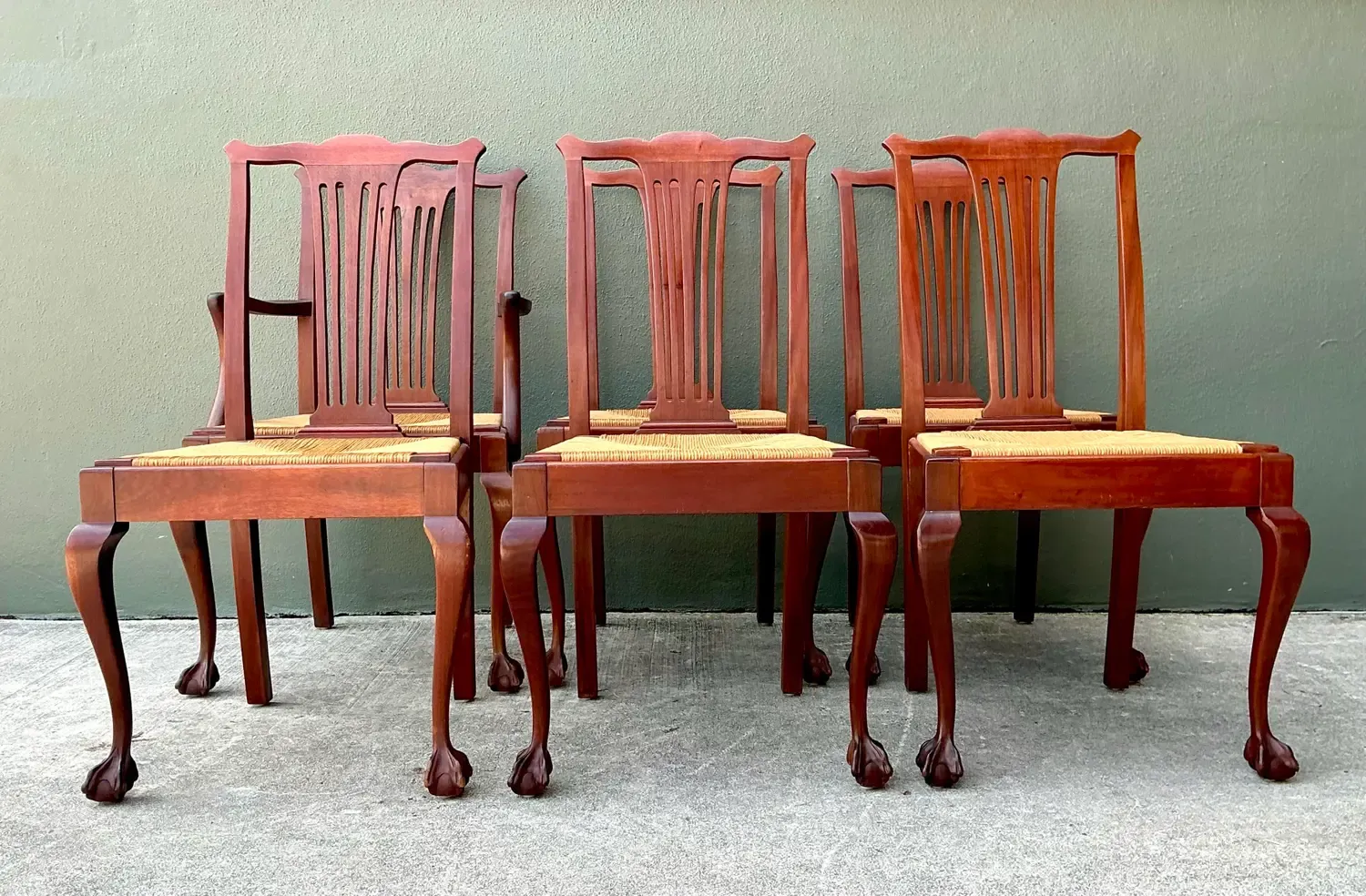 Vintage Chippendale Rush Seat Dining Chairs - Set of 6 — additional photo 2