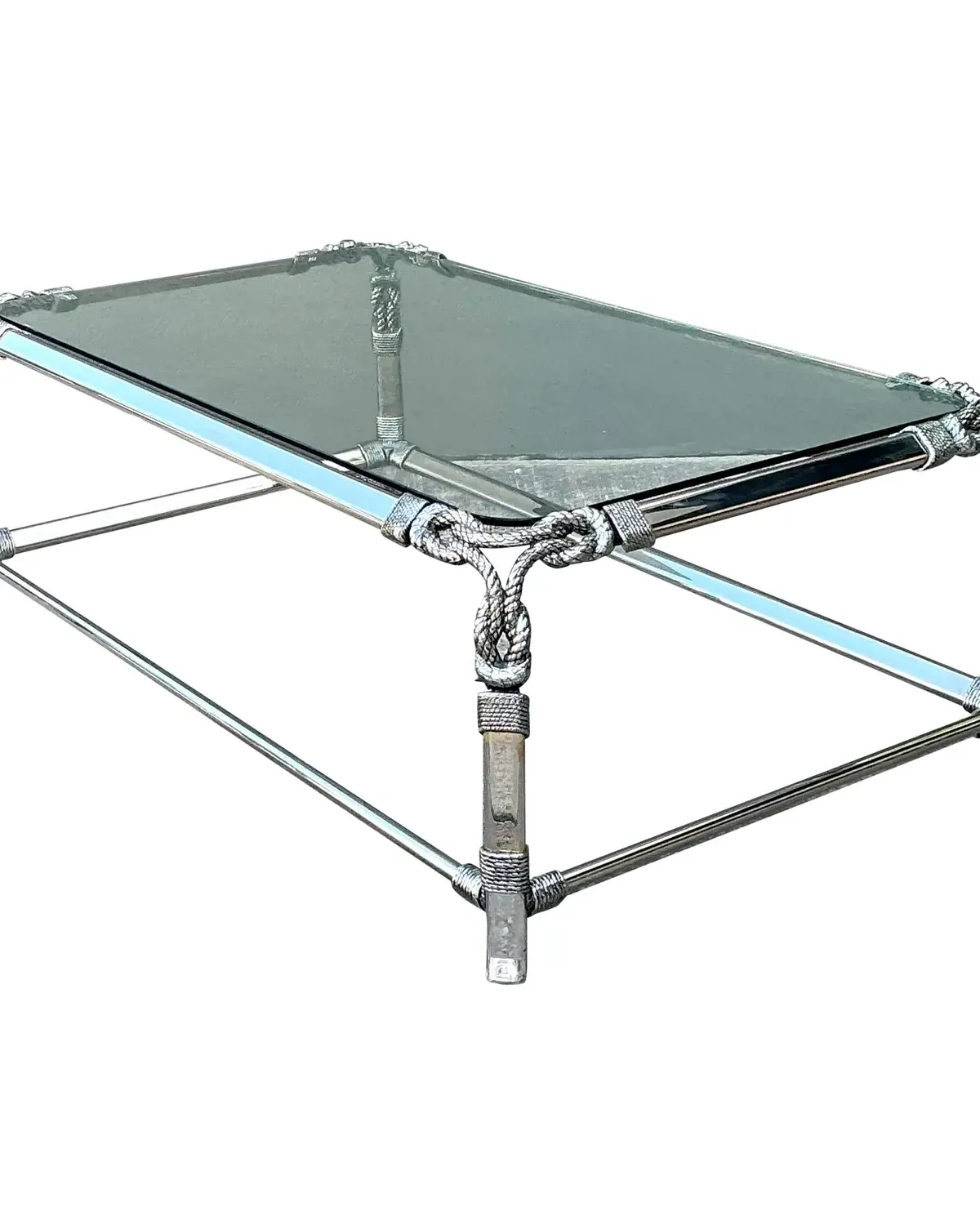 Vintage Chromed Rope and Knot Coffee Table