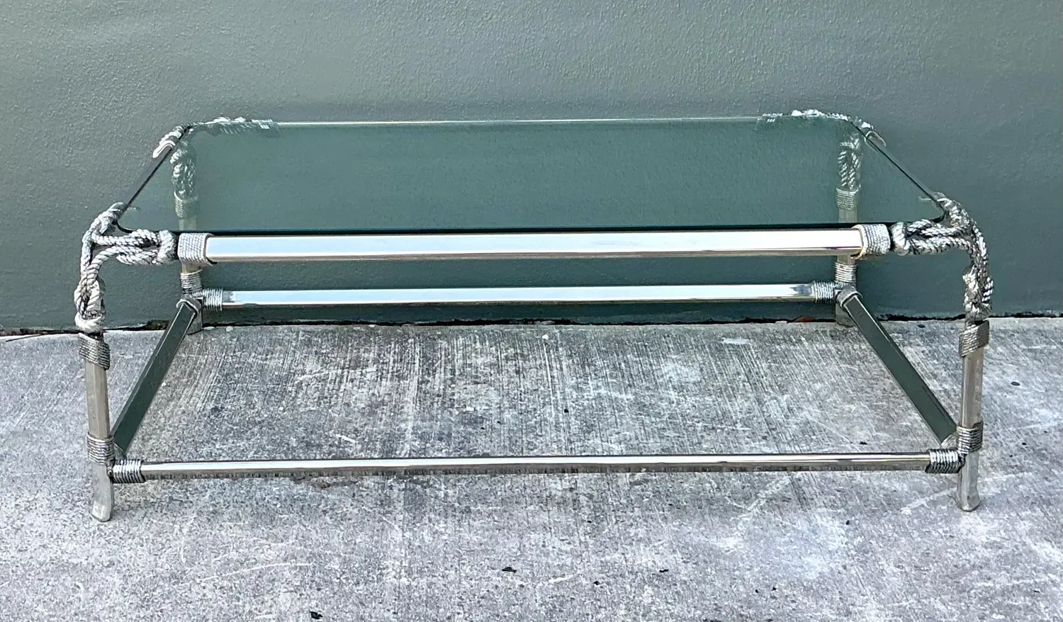 Vintage Chromed Rope and Knot Coffee Table — additional photo 2