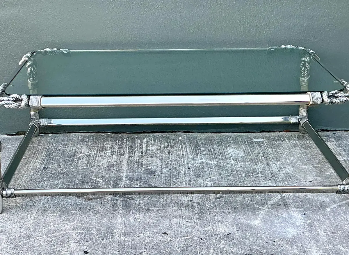 Vintage Chromed Rope and Knot Coffee Table — additional photo 1