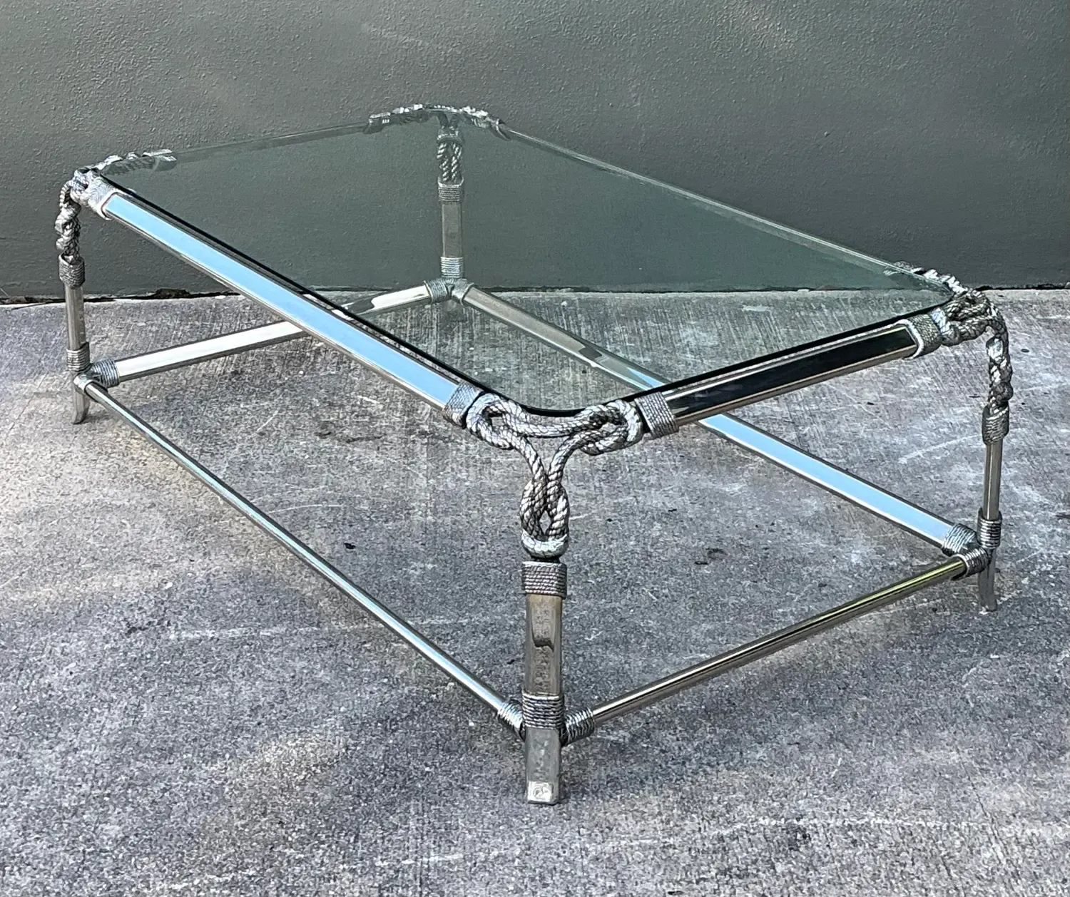 Vintage Chromed Rope and Knot Coffee Table — additional photo 3