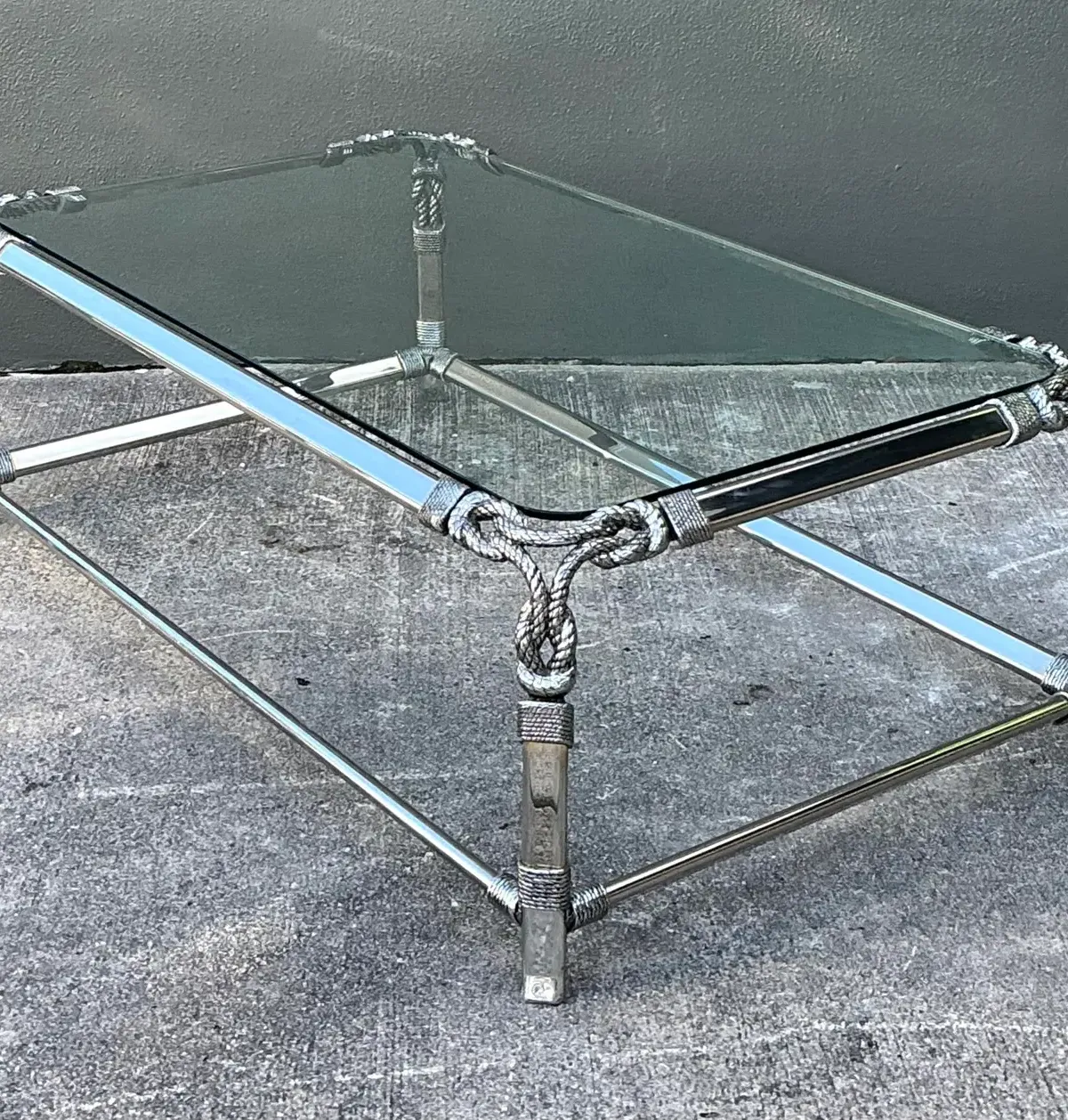Vintage Chromed Rope and Knot Coffee Table — additional photo 2