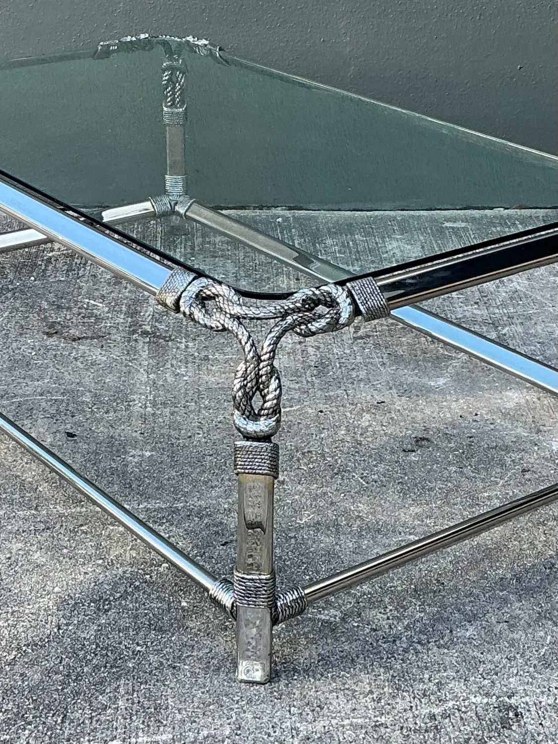 Vintage Chromed Rope and Knot Coffee Table — additional photo 3