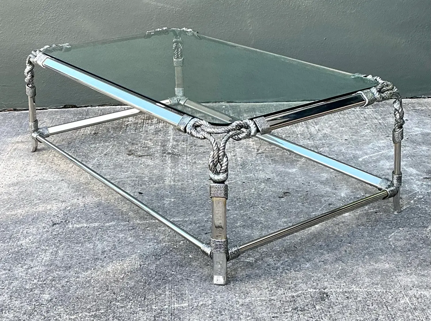 Vintage Chromed Rope and Knot Coffee Table — additional photo 5