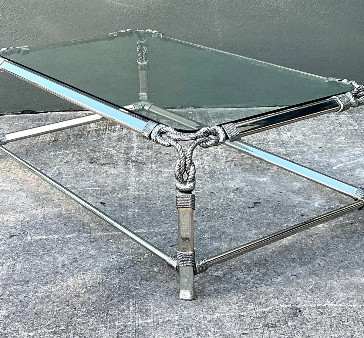 Vintage Chromed Rope and Knot Coffee Table — additional photo 4