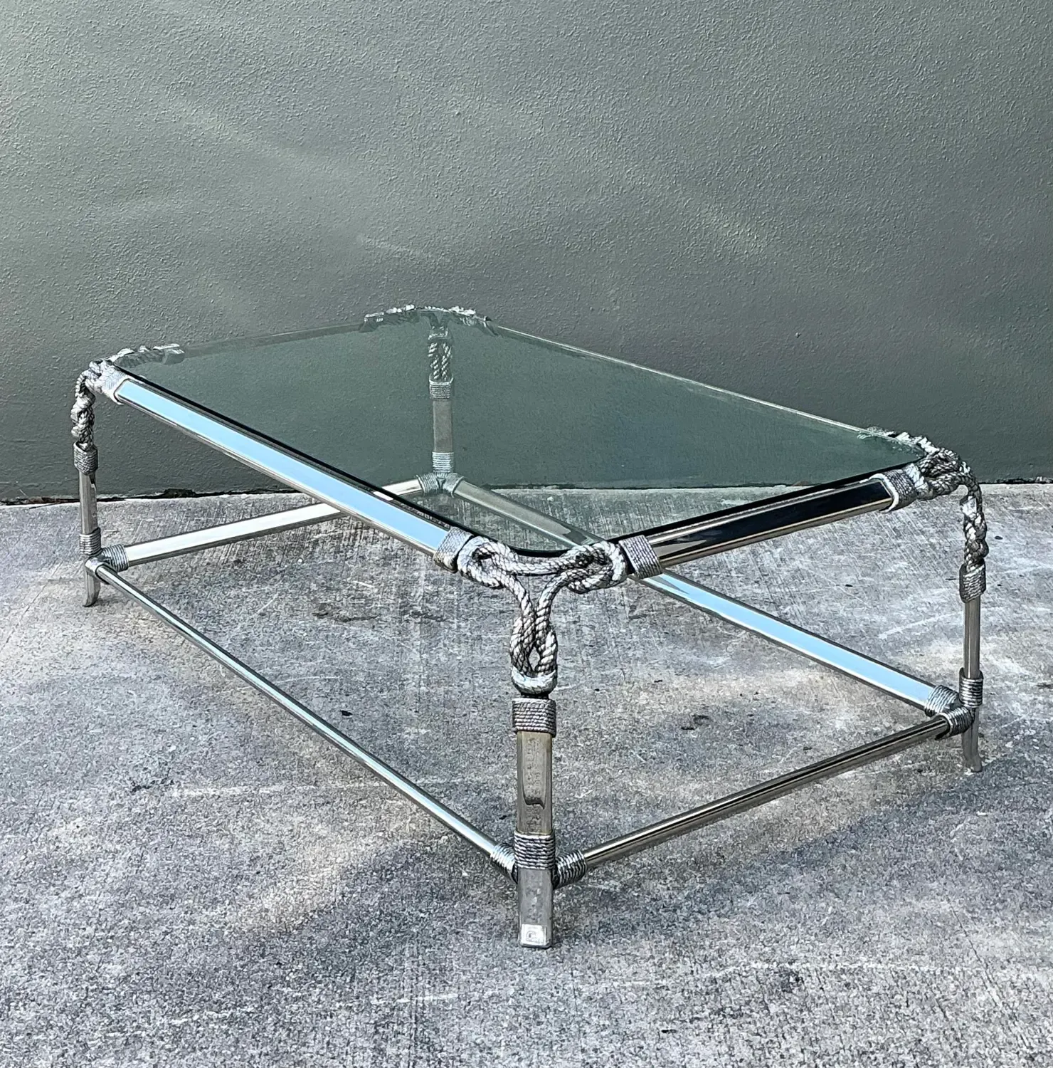Vintage Chromed Rope and Knot Coffee Table — additional photo 6