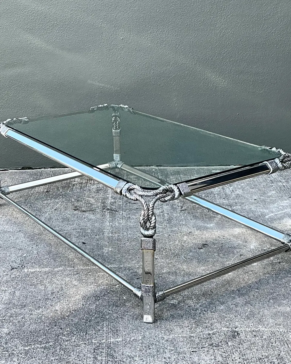 Vintage Chromed Rope and Knot Coffee Table — additional photo 5