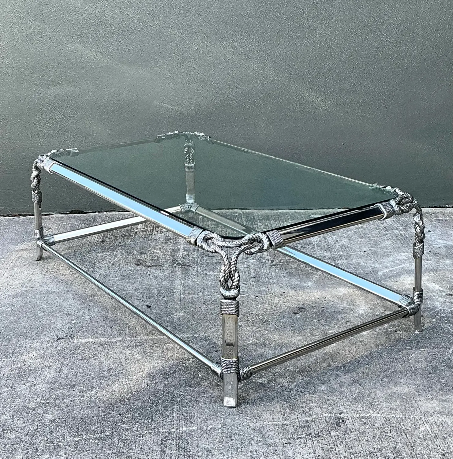 Vintage Chromed Rope and Knot Coffee Table — additional photo 7