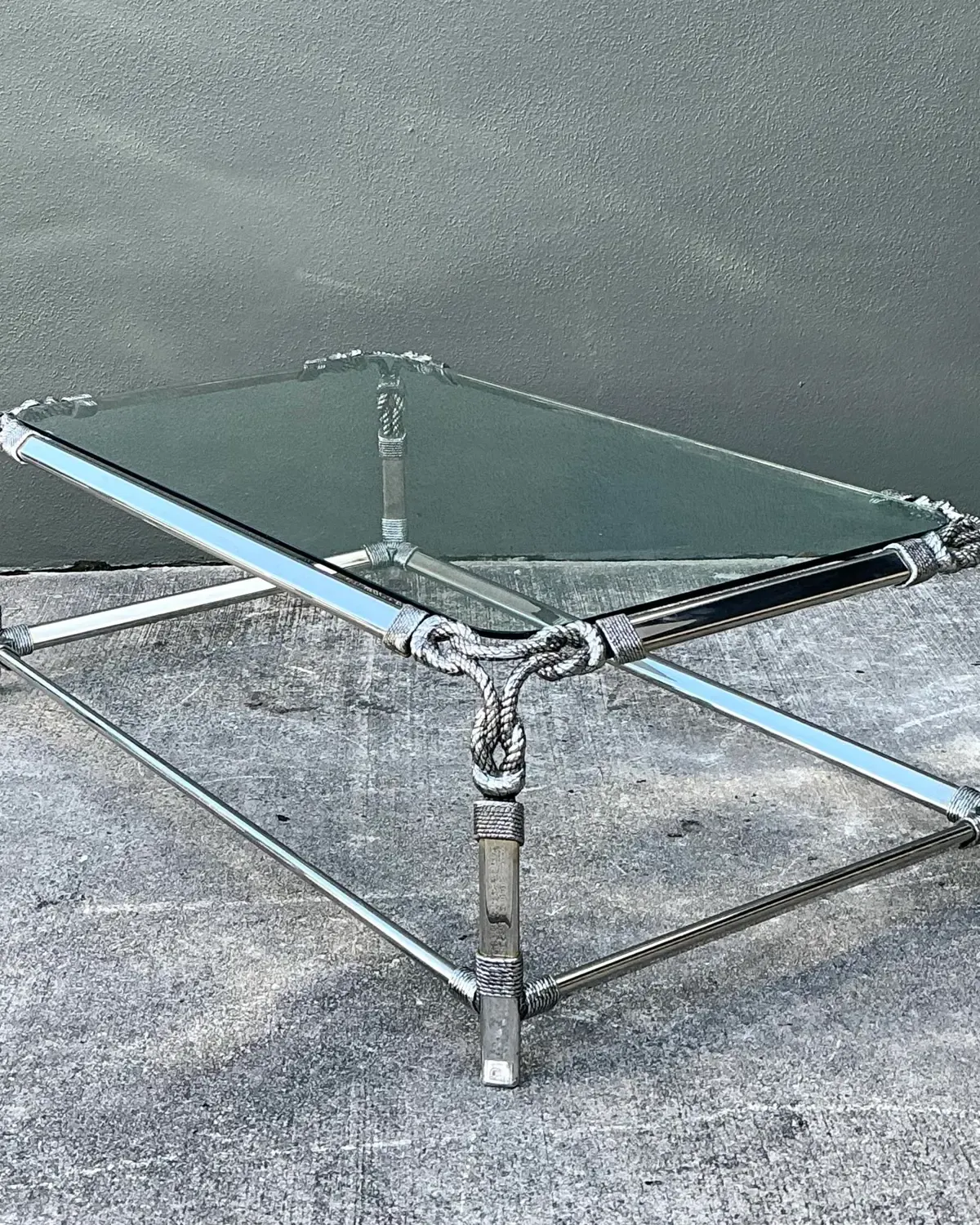 Vintage Chromed Rope and Knot Coffee Table — additional photo 6