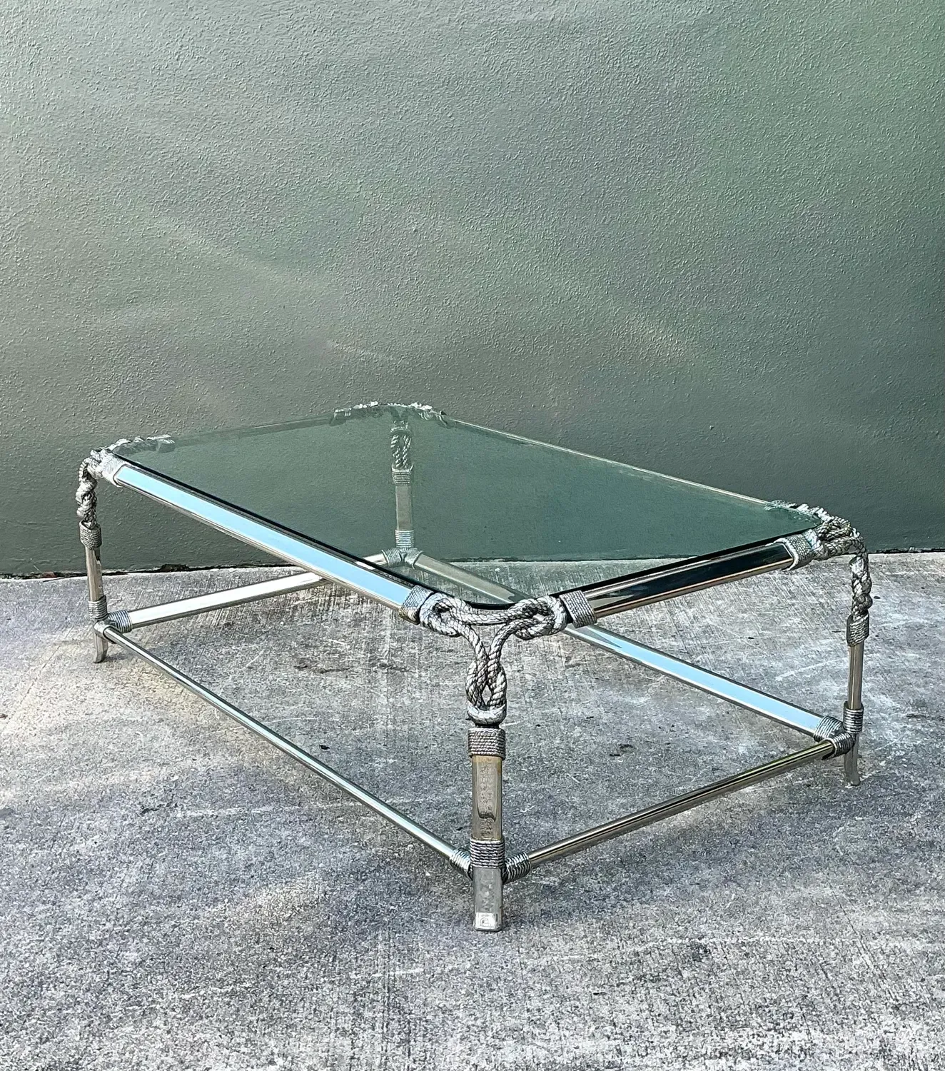 Vintage Chromed Rope and Knot Coffee Table — additional photo 8