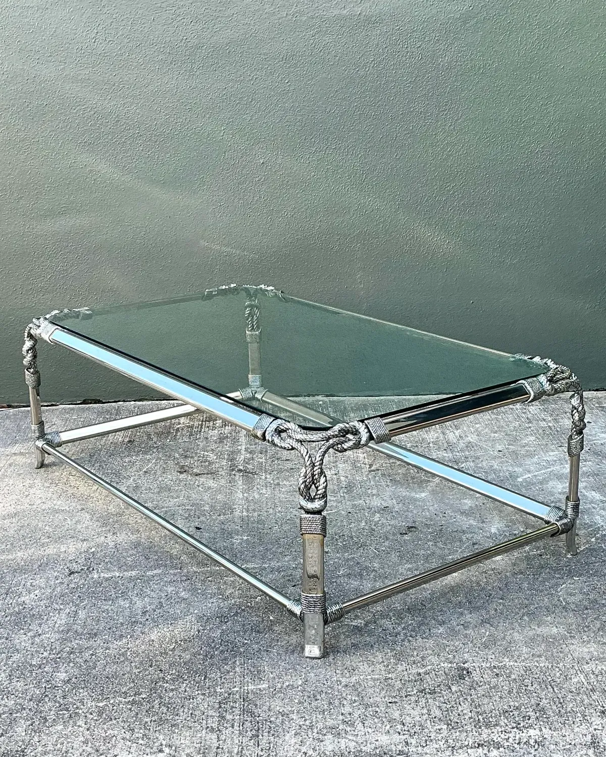 Vintage Chromed Rope and Knot Coffee Table — additional photo 7