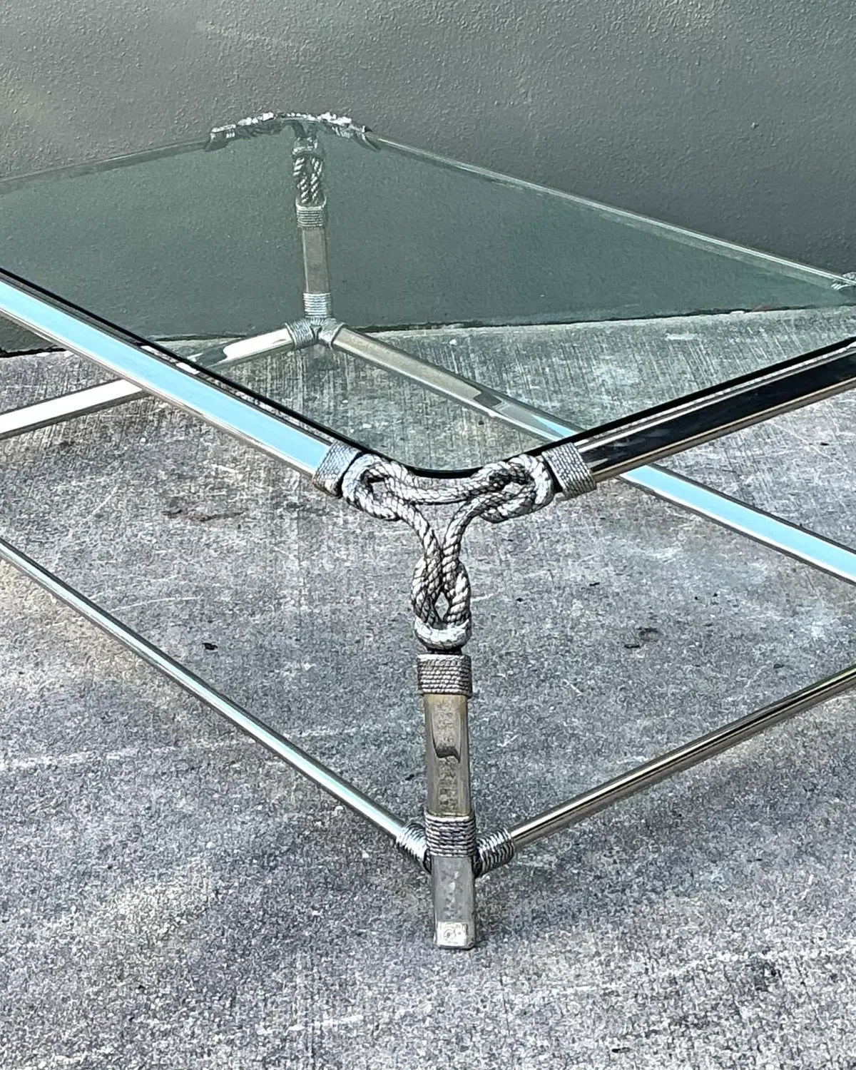 Vintage Chromed Rope and Knot Coffee Table — additional photo 8