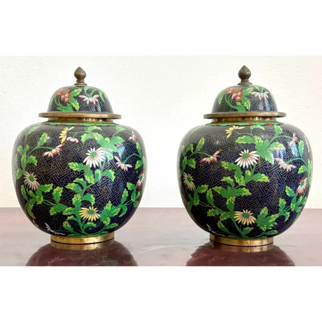 Vintage Cloisonné Ginger Jars - Set of 2 — additional photo 5