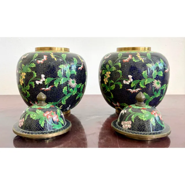 Vintage Cloisonné Ginger Jars - Set of 2 — additional photo 6