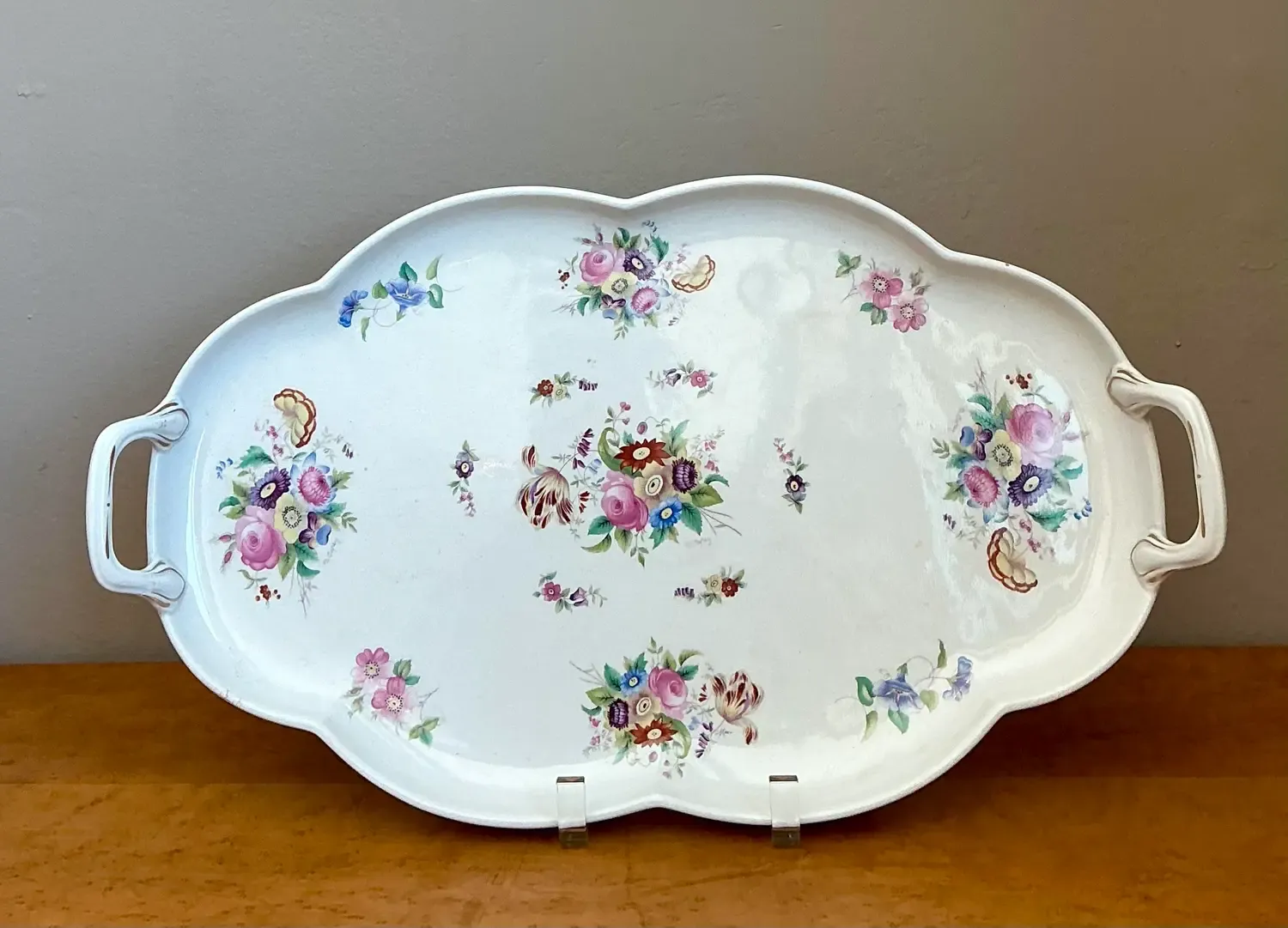 Vintage Coalport Glazed Ceramic Floral Tray — additional photo 1