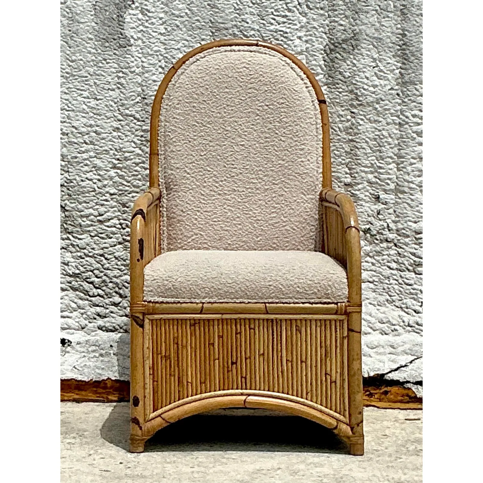 Vintage Coastal 1978 Henry Olko Arched Rattan Chair — additional photo 2