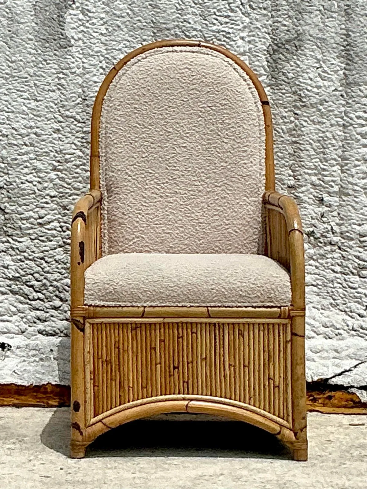 Vintage Coastal 1978 Henry Olko Arched Rattan Chair — additional photo 1