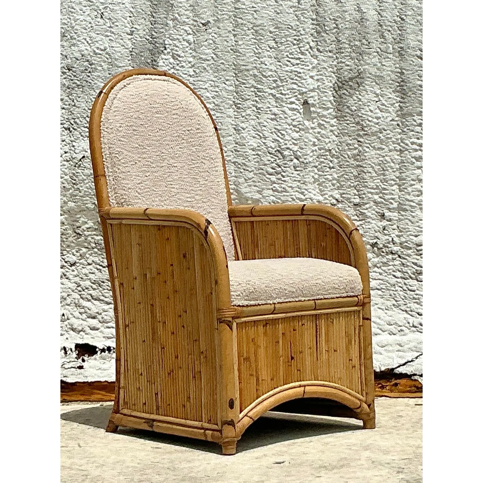 Vintage Coastal 1978 Henry Olko Arched Rattan Chair — additional photo 4