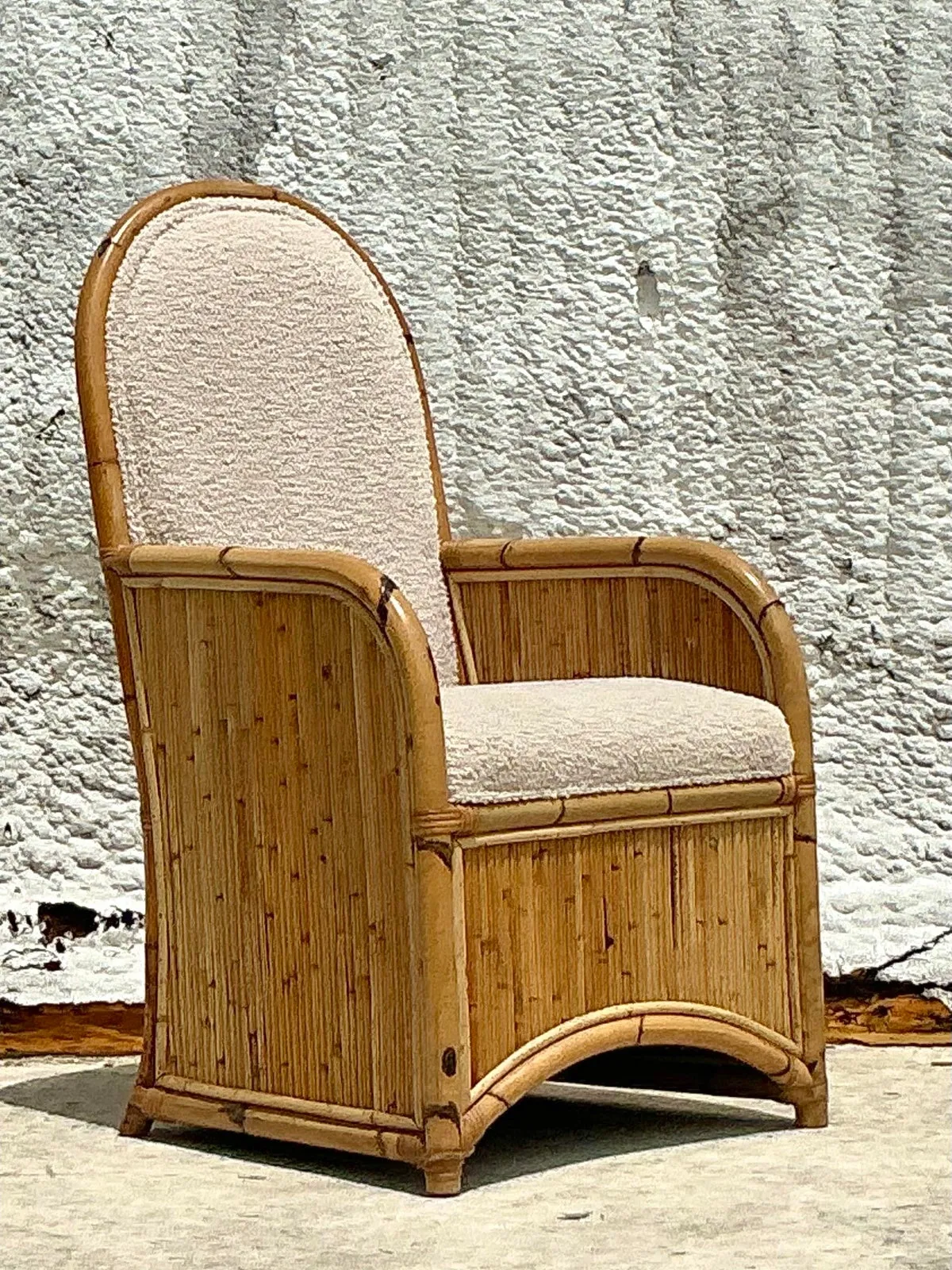 Vintage Coastal 1978 Henry Olko Arched Rattan Chair - Top view