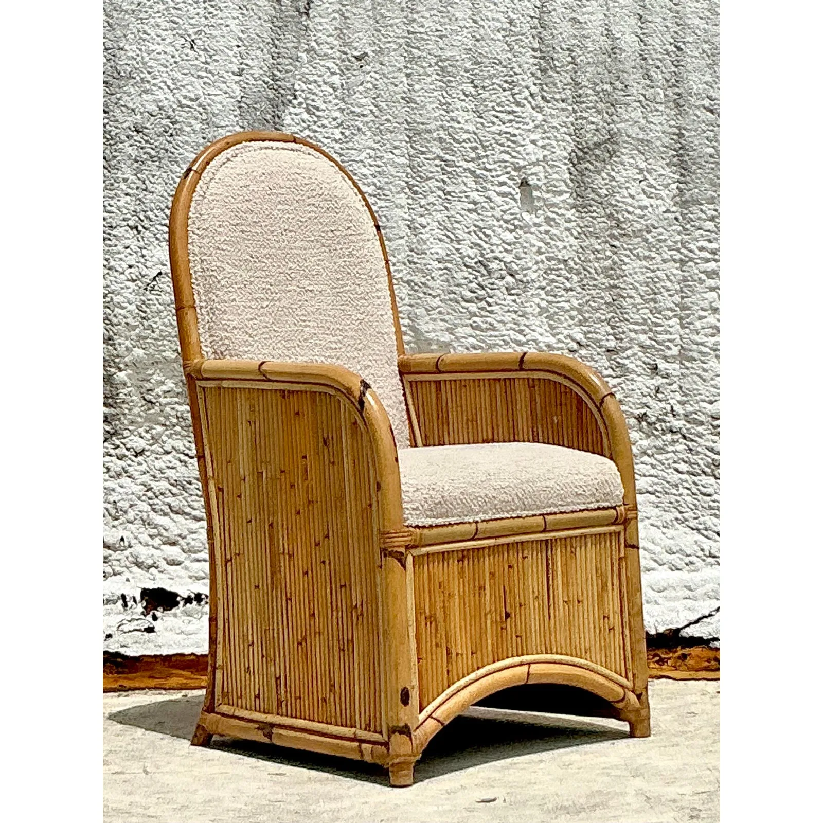 Vintage Coastal 1978 Henry Olko Arched Rattan Chair — additional photo 5