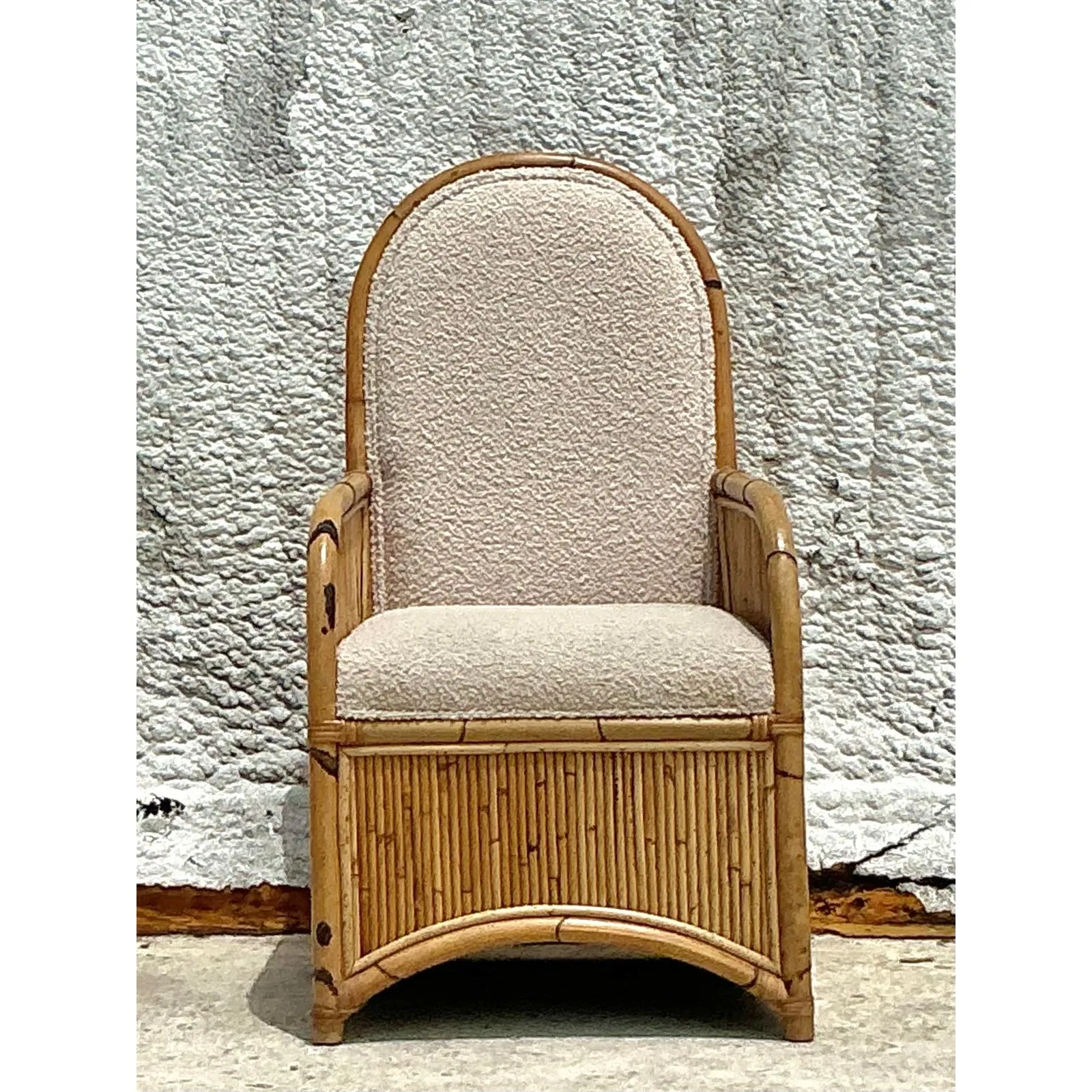 Vintage Coastal 1978 Henry Olko Arched Rattan Chair — additional photo 6