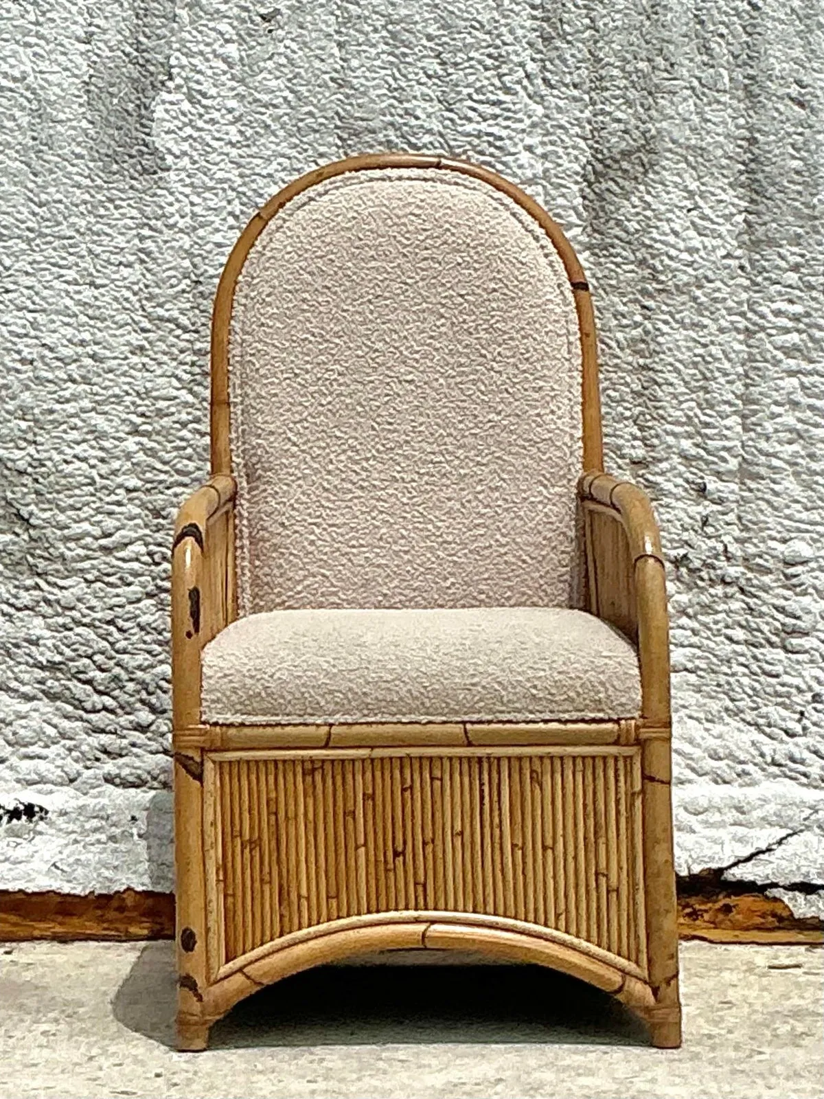 Vintage Coastal 1978 Henry Olko Arched Rattan Chair - Close-up view