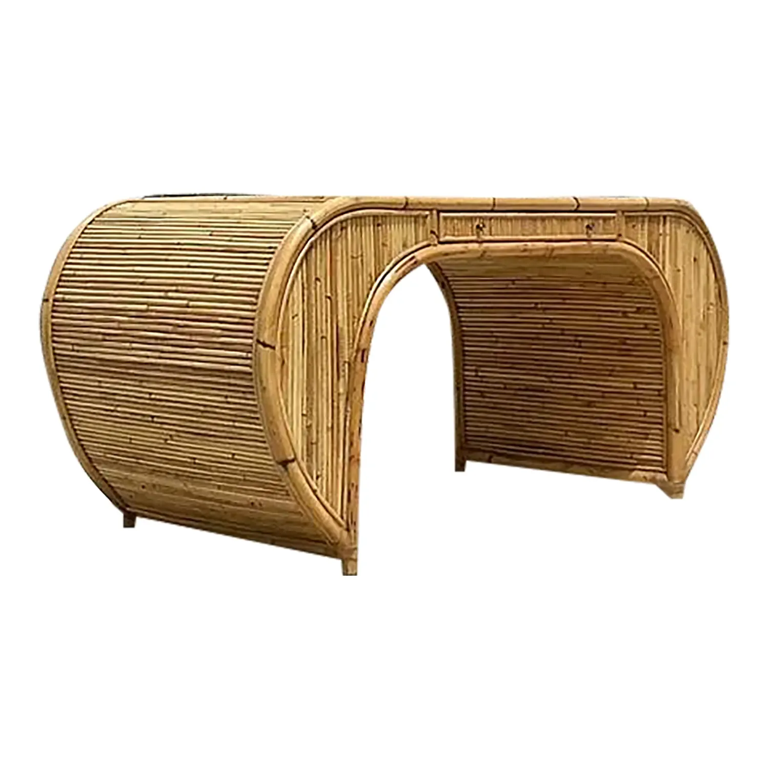 Vintage Coastal 1978 Henry Olko Rattan Waterfall Desk — additional photo 1