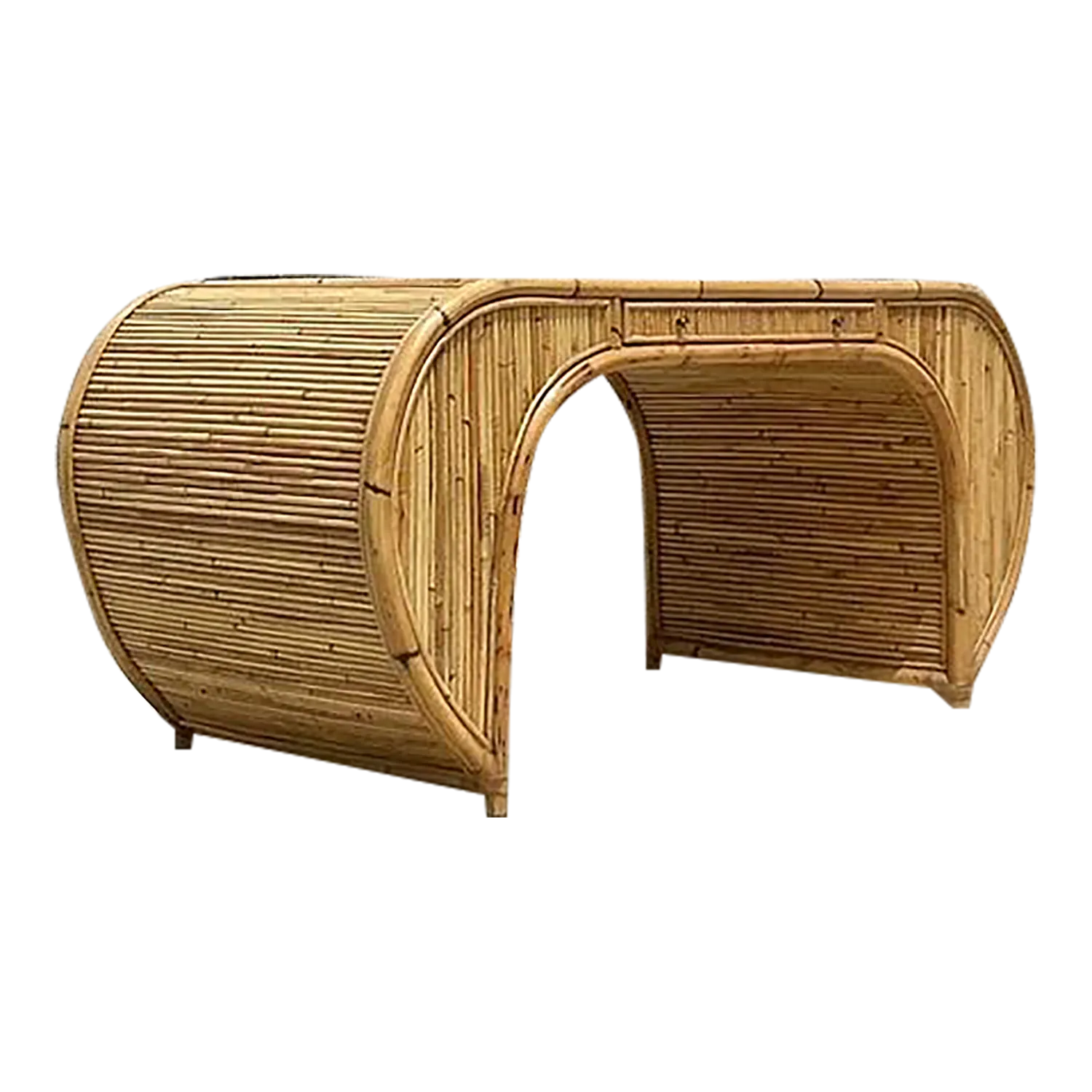 Vintage Coastal 1978 Henry Olko Rattan Waterfall Desk — additional photo 4