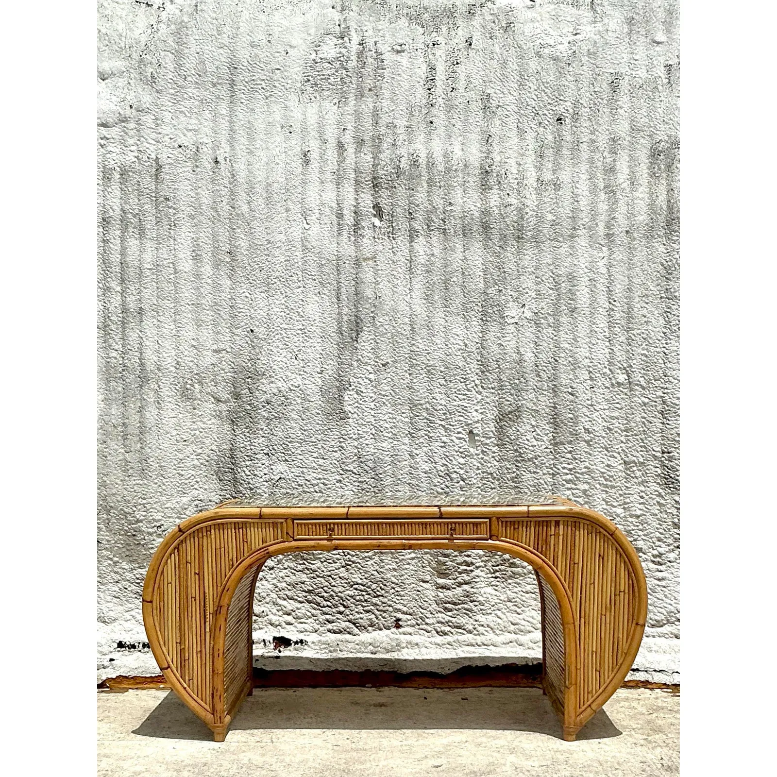 Vintage Coastal 1978 Henry Olko Rattan Waterfall Desk — additional photo 8