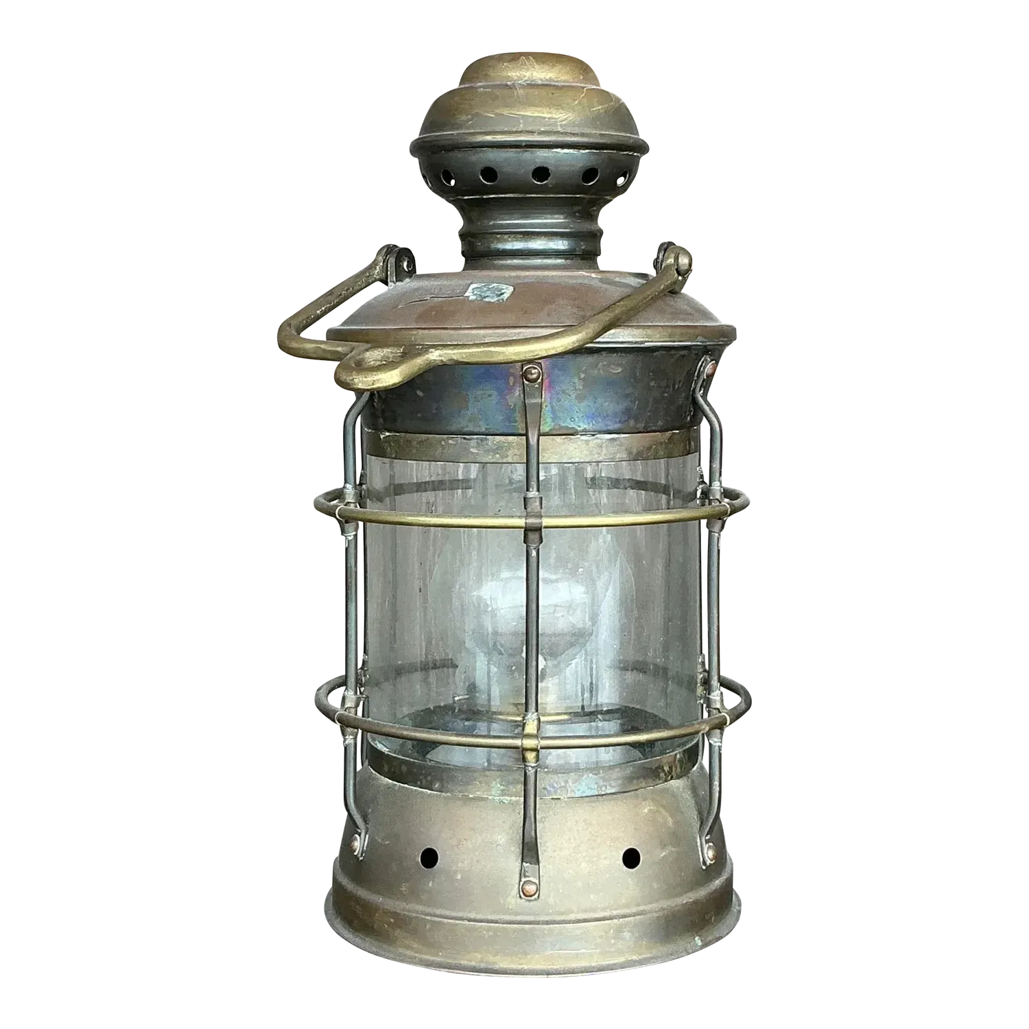 Vintage Coastal Anchor Brass Oil Lantern — additional photo 2