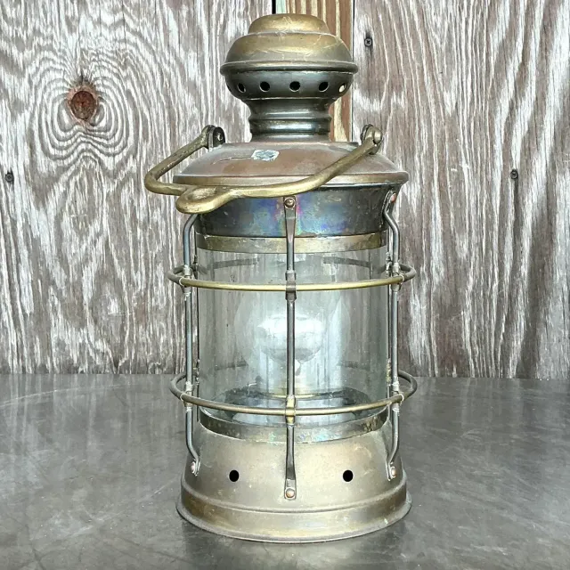 Vintage Coastal Anchor Brass Oil Lantern — additional photo 4