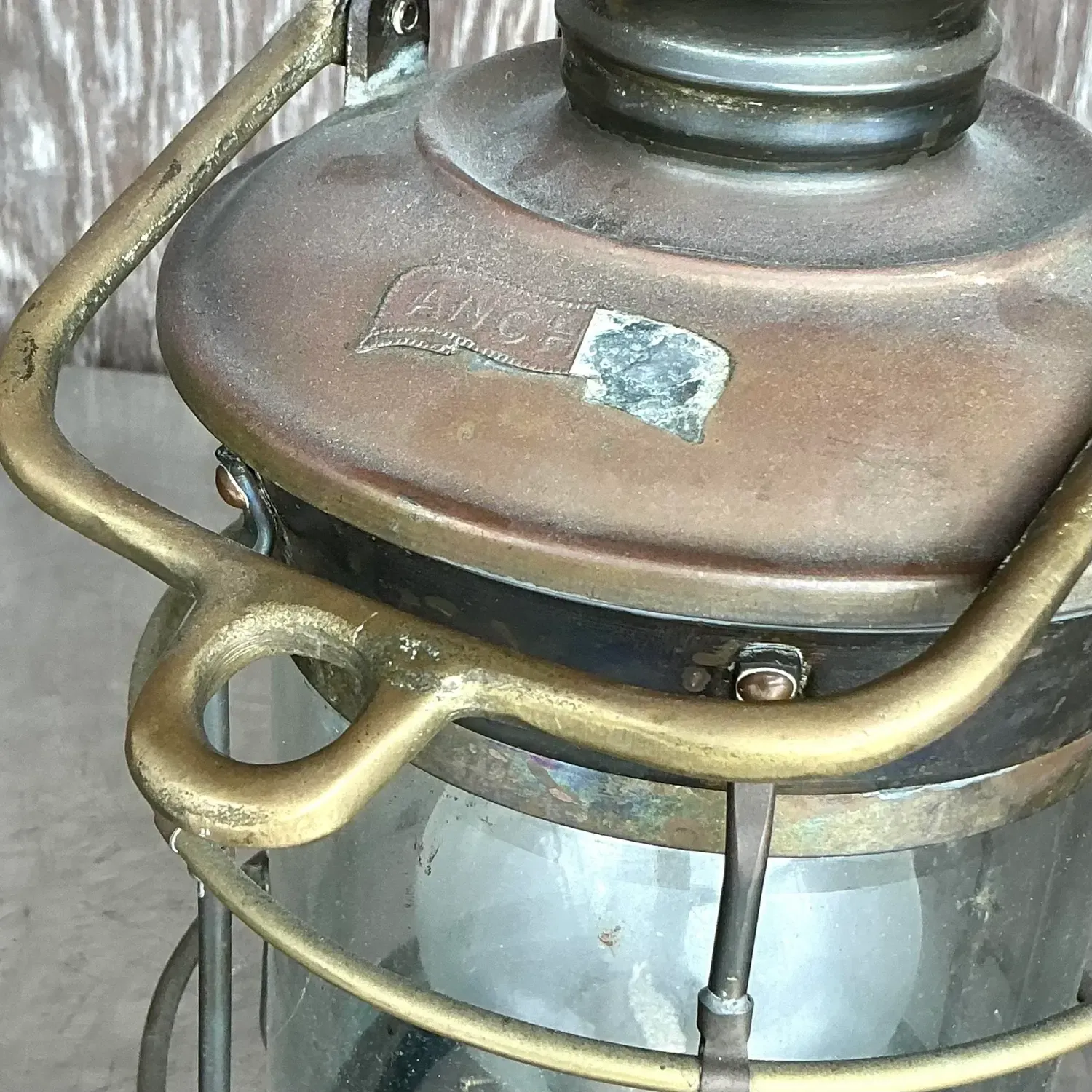 Vintage Coastal Anchor Brass Oil Lantern — additional photo 7