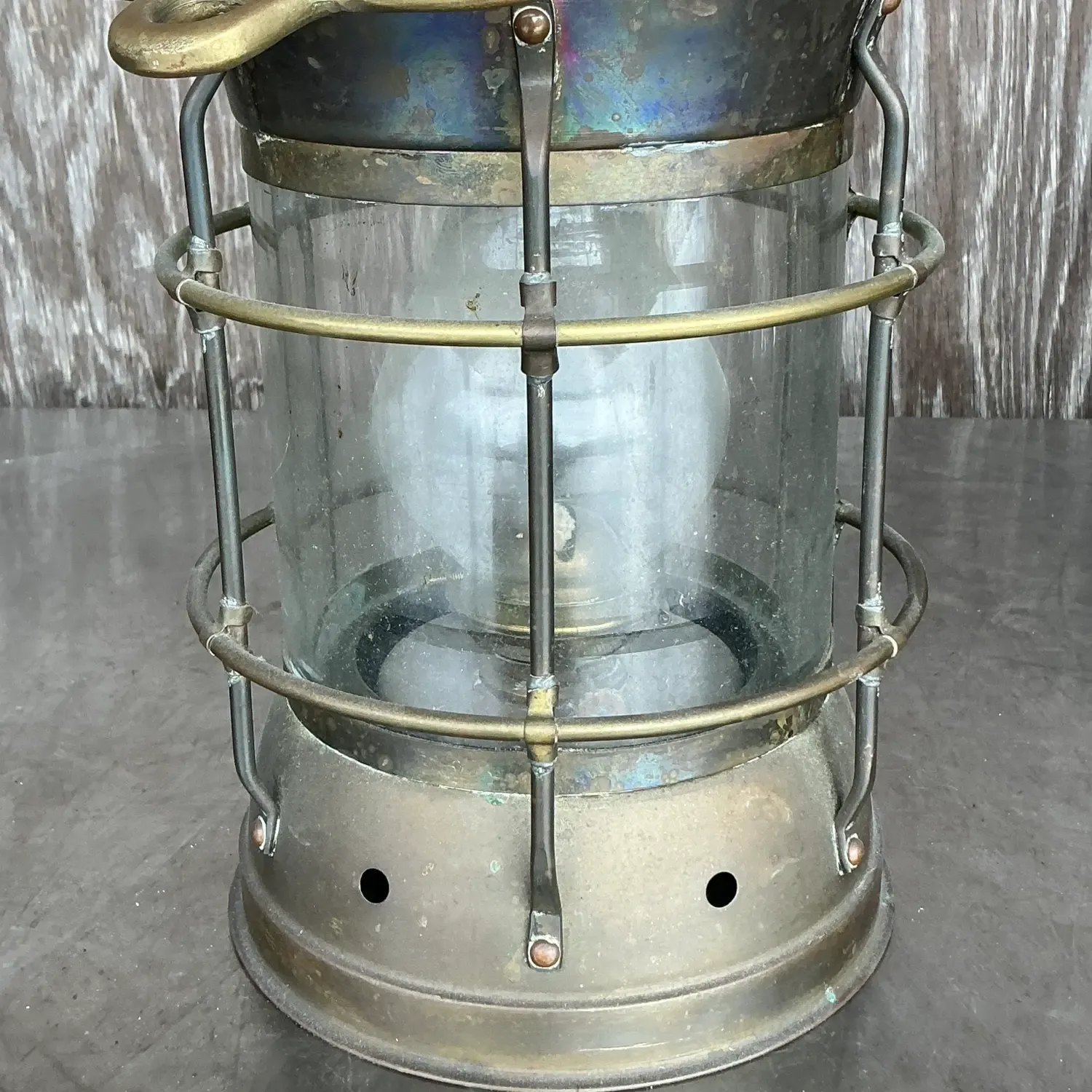 Vintage Coastal Anchor Brass Oil Lantern — additional photo 8