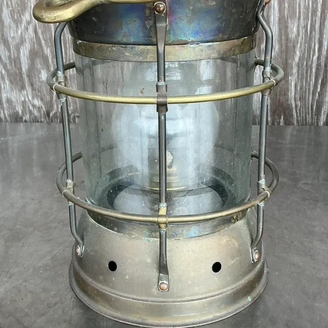 Vintage Coastal Anchor Brass Oil Lantern — additional photo 8