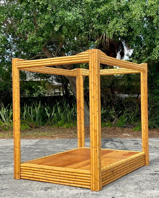 Vintage Coastal Bamboo Full Canopy Bed — additional photo 7