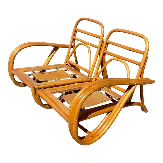Vintage Coastal Bent Rattan Loop Loveseat — additional photo 3