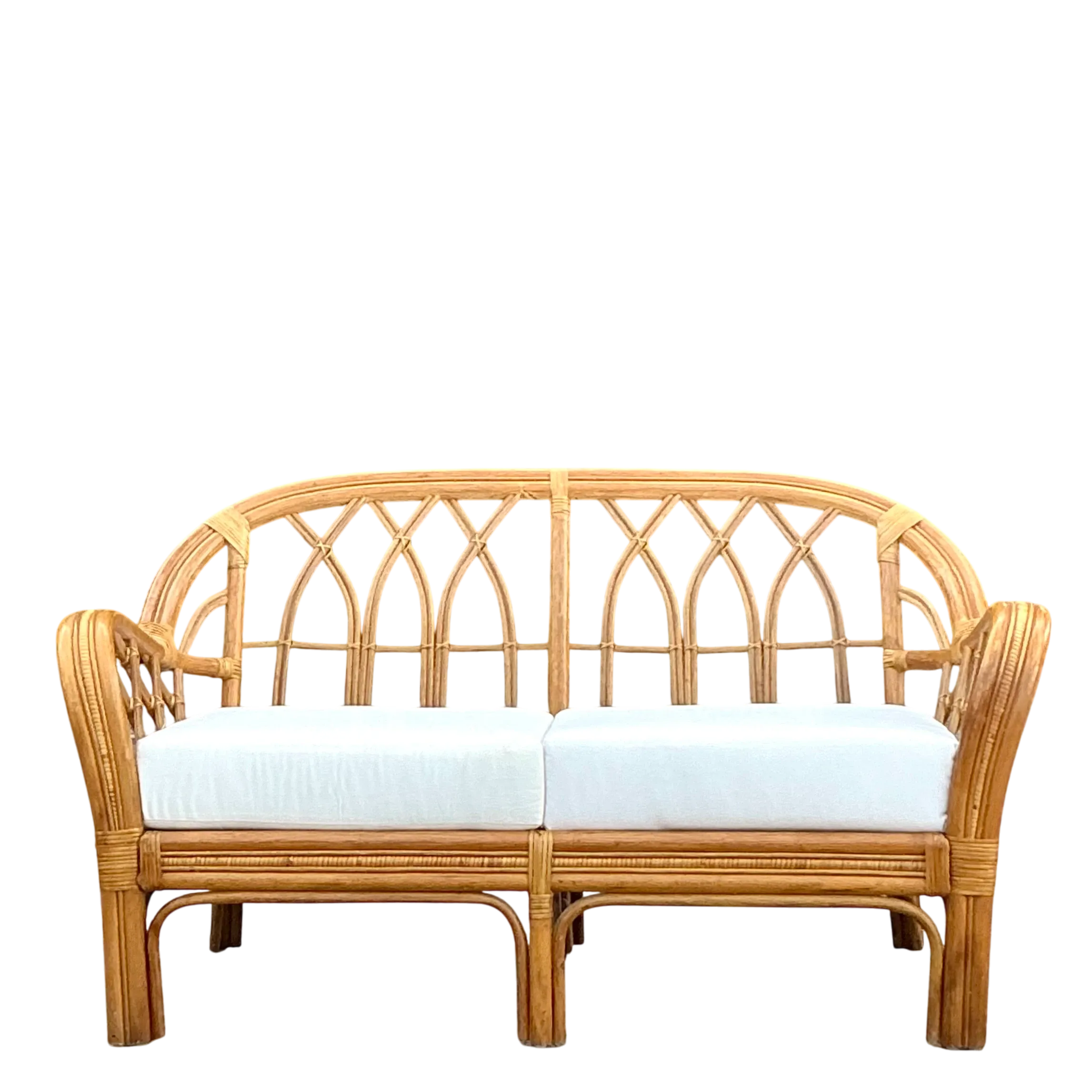Vintage Coastal Bent Rattan Loveseat