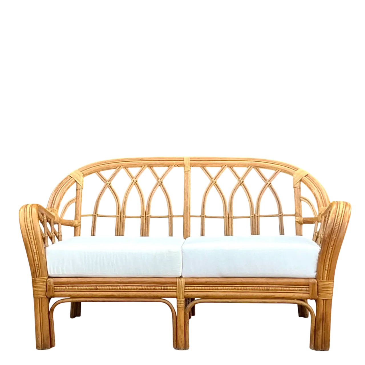 Vintage Coastal Bent Rattan Loveseat