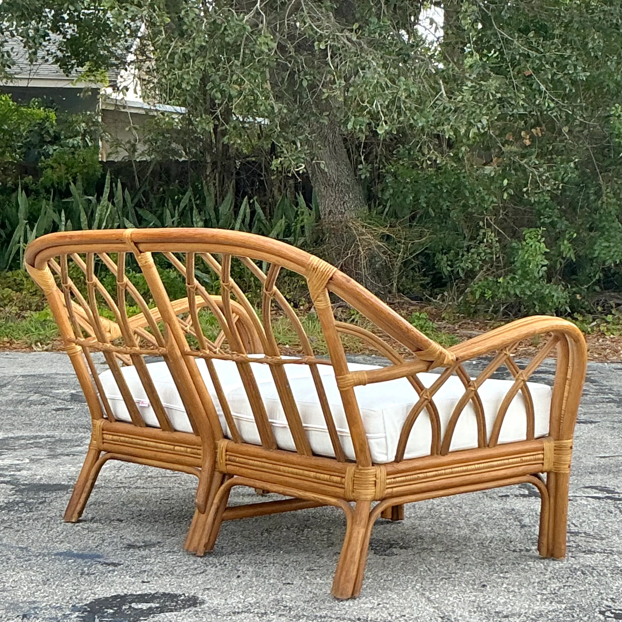 Vintage Coastal Bent Rattan Loveseat — additional photo 1