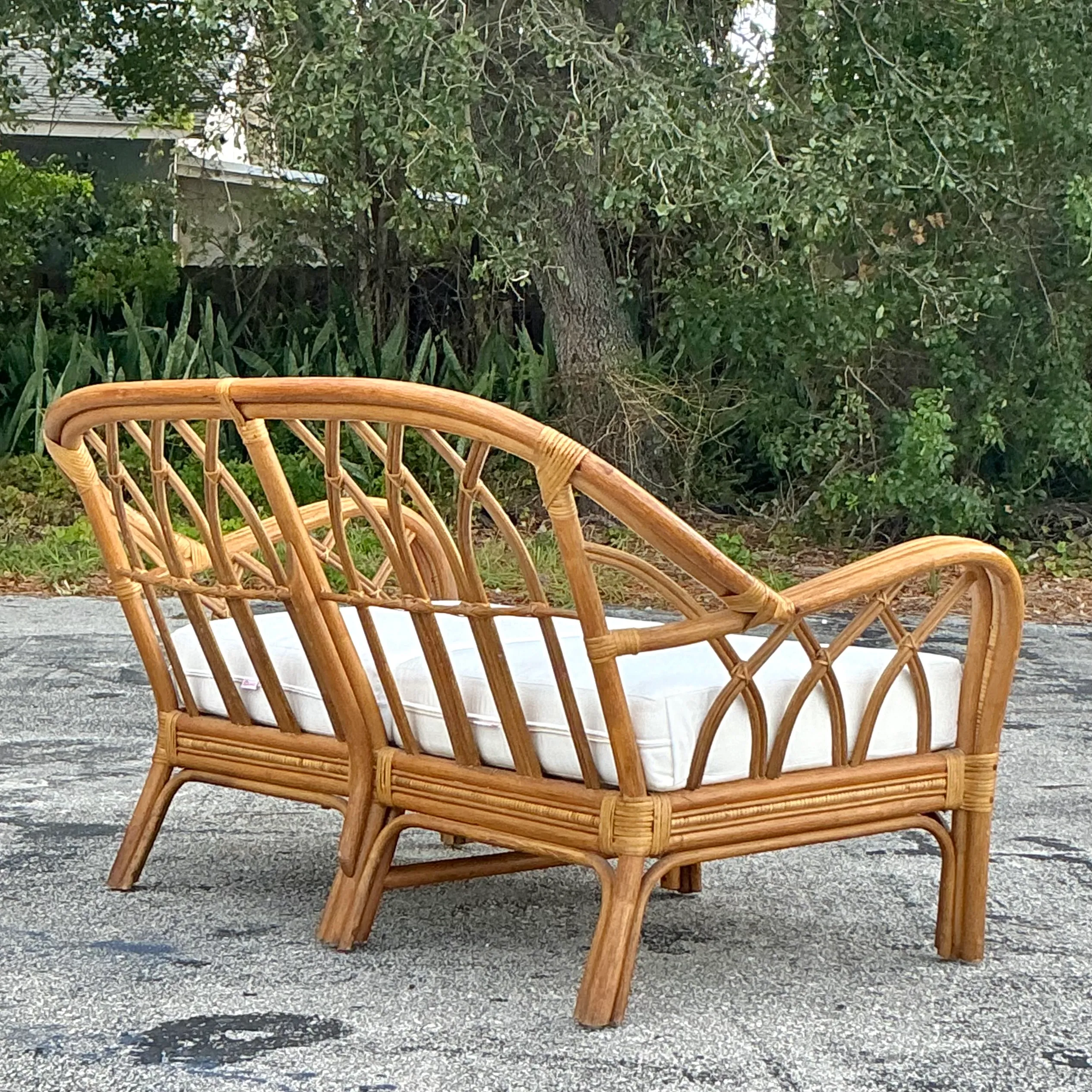 Vintage Coastal Bent Rattan Loveseat — additional photo 2