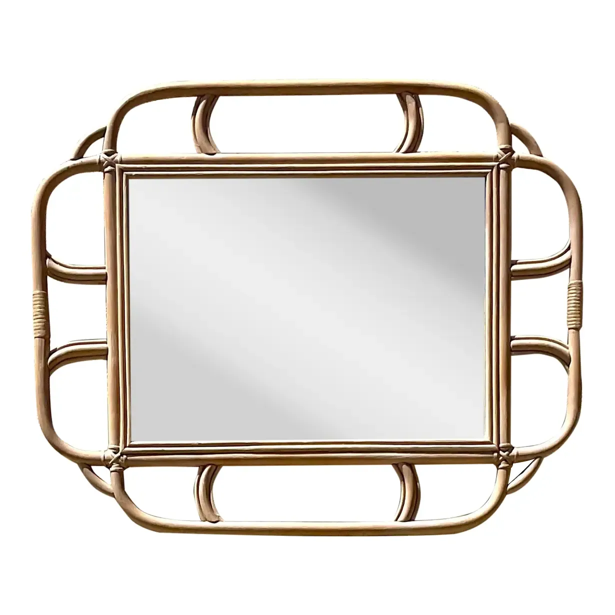 Vintage Coastal Bent Rattan Mirror