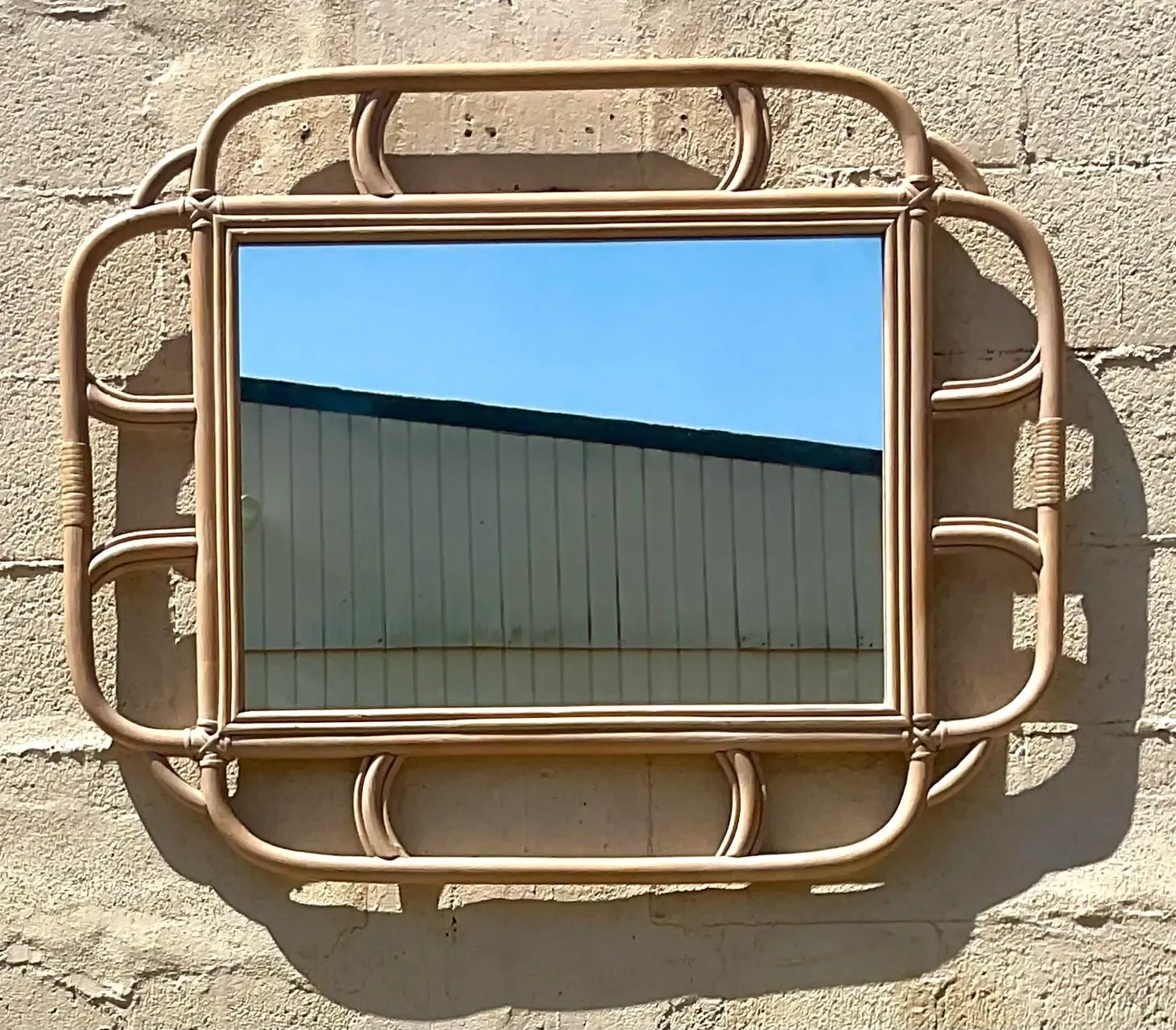 Vintage Coastal Bent Rattan Mirror — additional photo 2