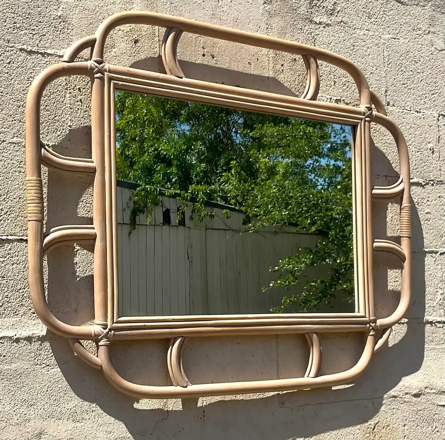 Vintage Coastal Bent Rattan Mirror — additional photo 5