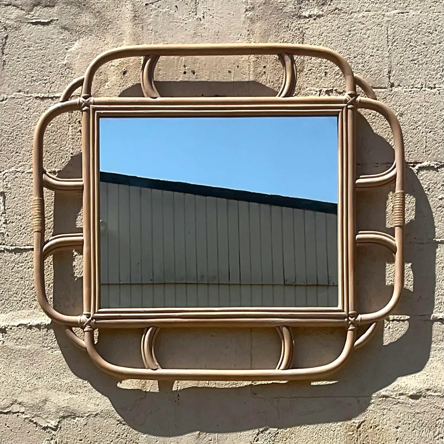 Vintage Coastal Bent Rattan Mirror — additional photo 6