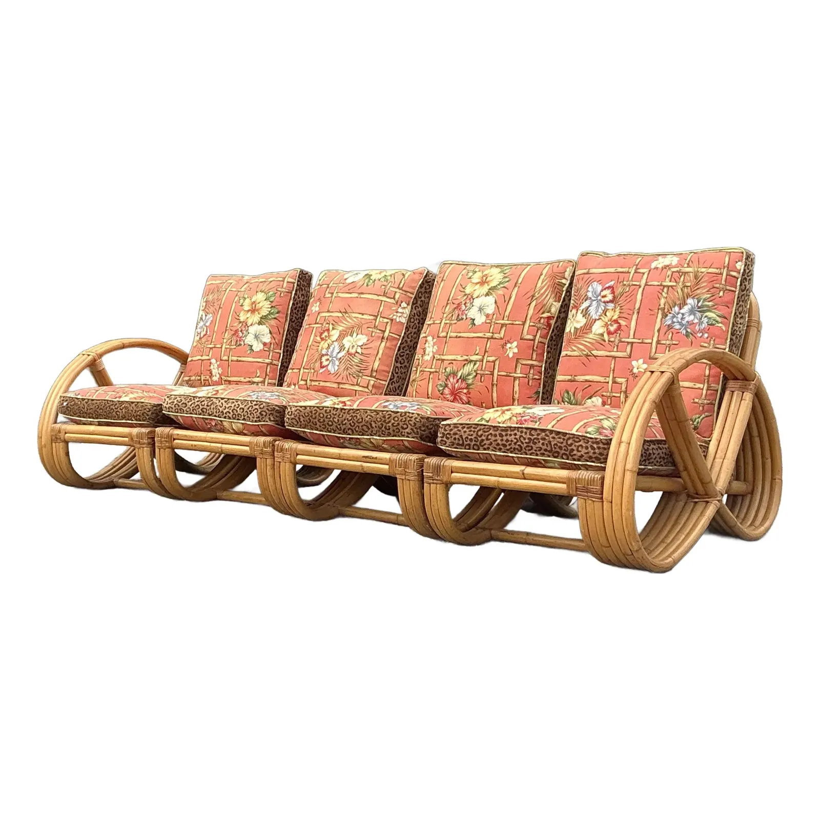 Vintage Coastal Bent Rattan Sofa After Frankl — additional photo 1