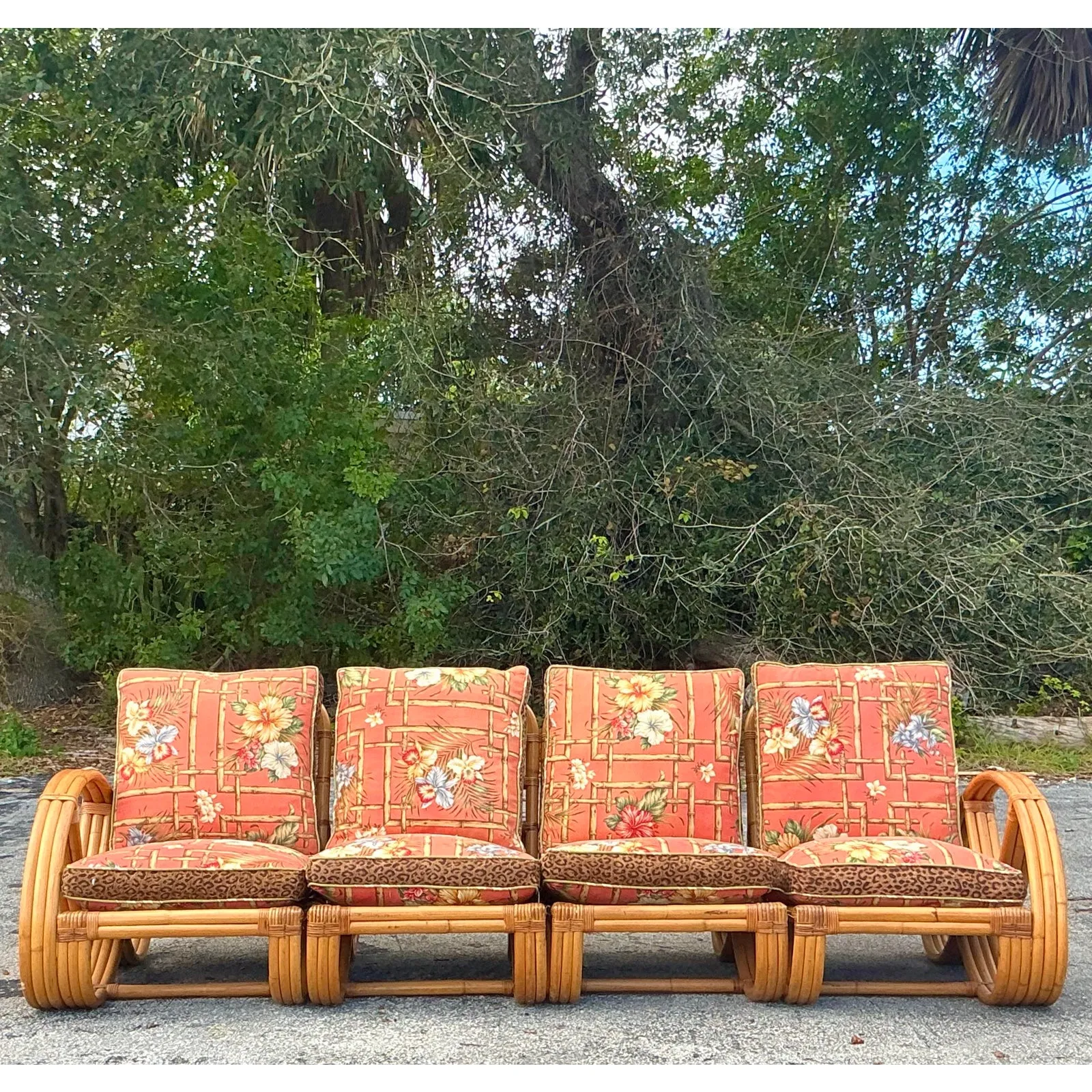 Vintage Coastal Bent Rattan Sofa After Frankl — additional photo 2