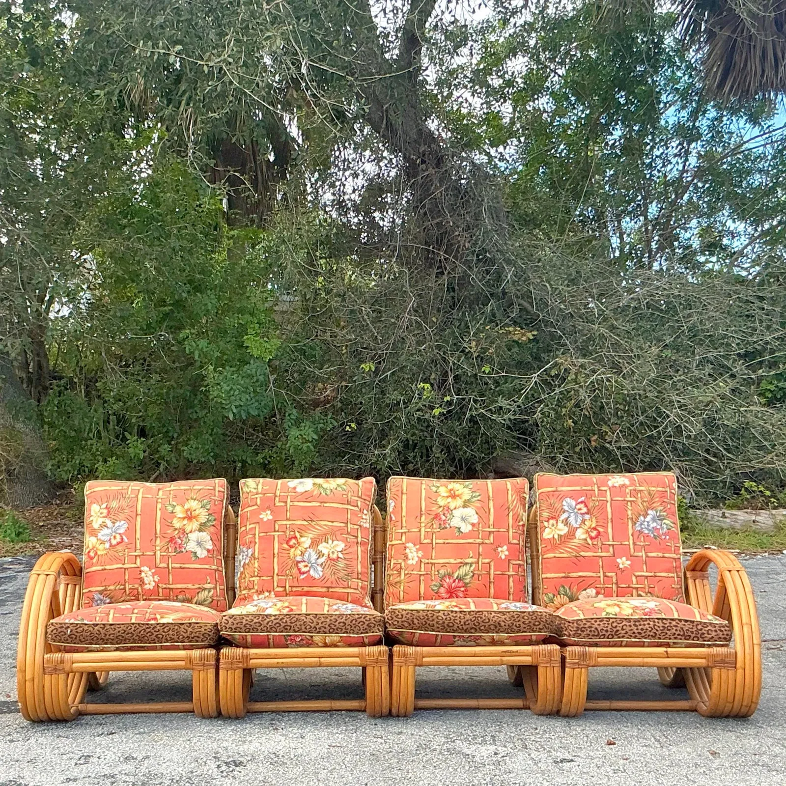 Vintage Coastal Bent Rattan Sofa After Frankl — additional photo 3