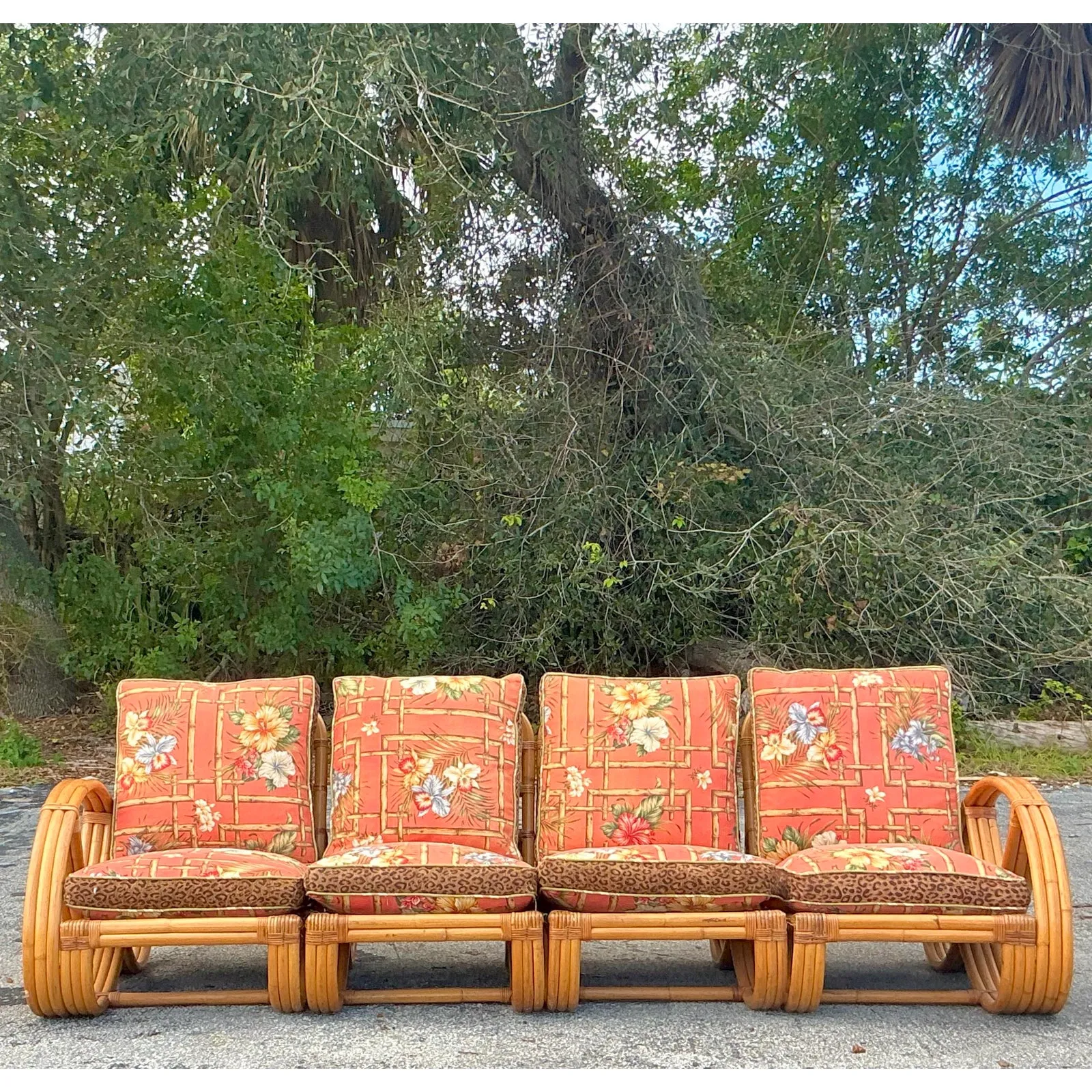 Vintage Coastal Bent Rattan Sofa After Frankl — additional photo 5